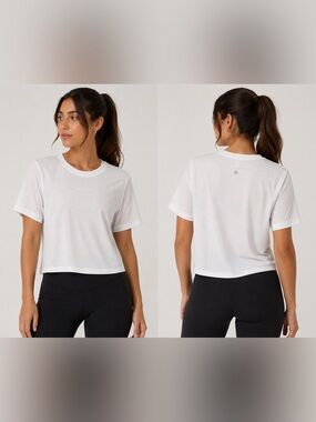 lululemon athletica White Short-Sleeve Mesh Crop Tee